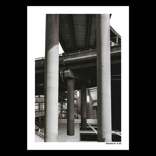 a3 collage risograph of a re imagined Birmingham Brutalist landscape.