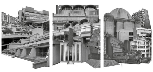 Cambridge Brutalist World – A3 Brutalist Collage Triptych
