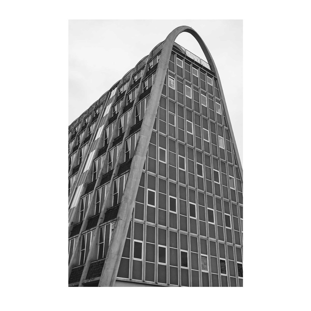 Hollings Building Risograph Print | A3 Black & White Brutalist Architecture Poster