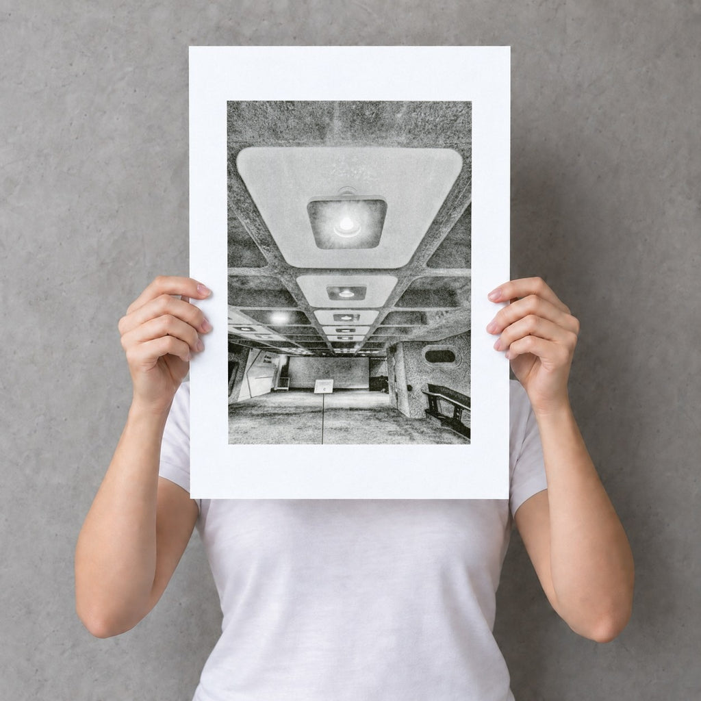 The Barbican Centre Risograph Print — Interior Ceiling