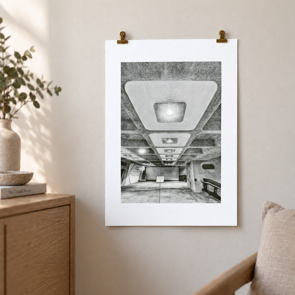 The Barbican Centre Risograph Print — Interior Ceiling