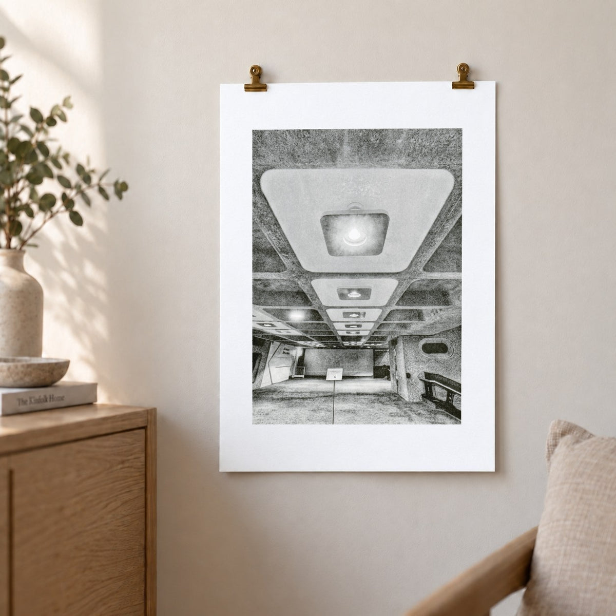 The Barbican Centre Risograph Print — Interior Ceiling