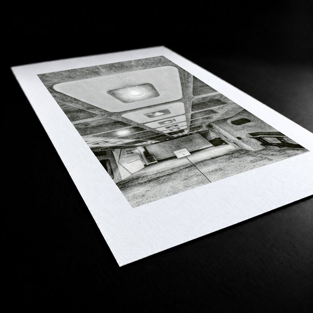 The Barbican Centre Risograph Print — Interior Ceiling