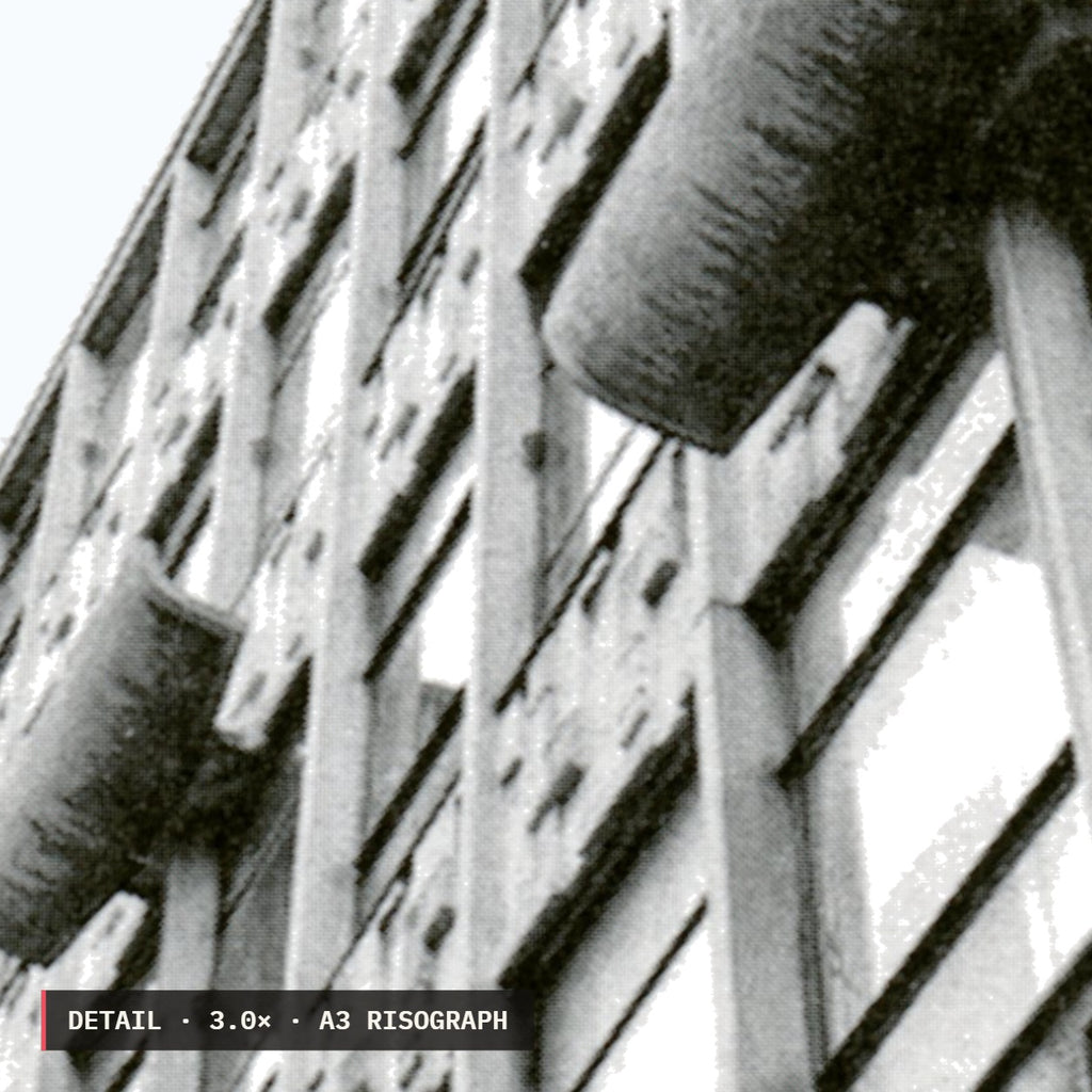 Ringway Centre Risograph Print — Curved Facade